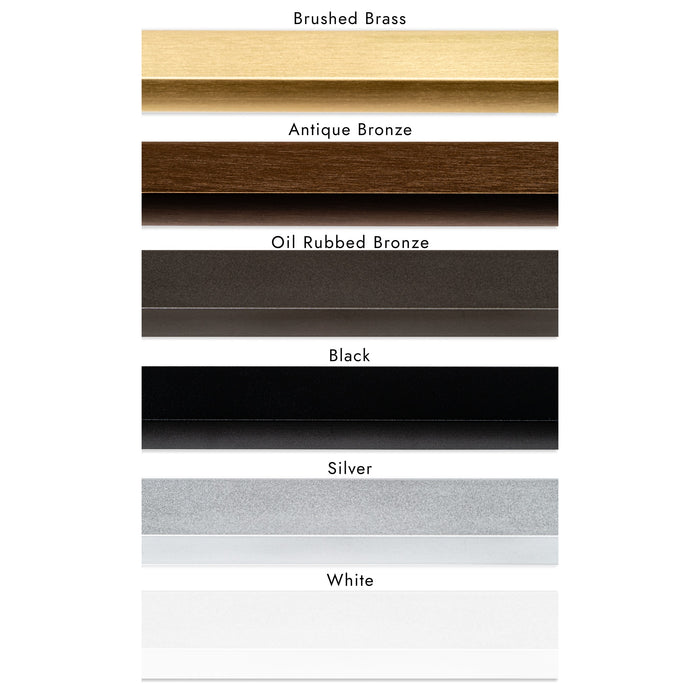 Slim Bar Style LED Art Light Style types - Brushed Brass, Antique Bronze, Oil Rubbed Bronze, Black, & Silver.