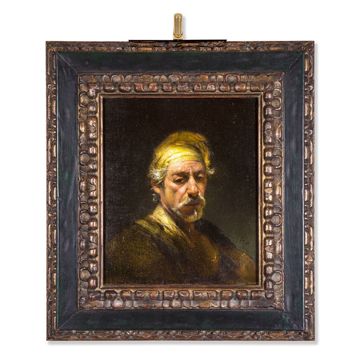 Classic portrait painting highlighted by a Rechargeable Micro Series LED light, featuring a cordless design with adjustable brightness and color accuracy, ensuring the artwork remains the focal point.