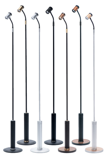 Range of LightBob Cordless LED Task Floor Lights in Various Colors and Finishes, Portable and Adjustable.