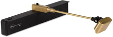 Brushed brass cordless picture light with adjustable settings, offering color-accurate illumination for artwork without the need for mounting.