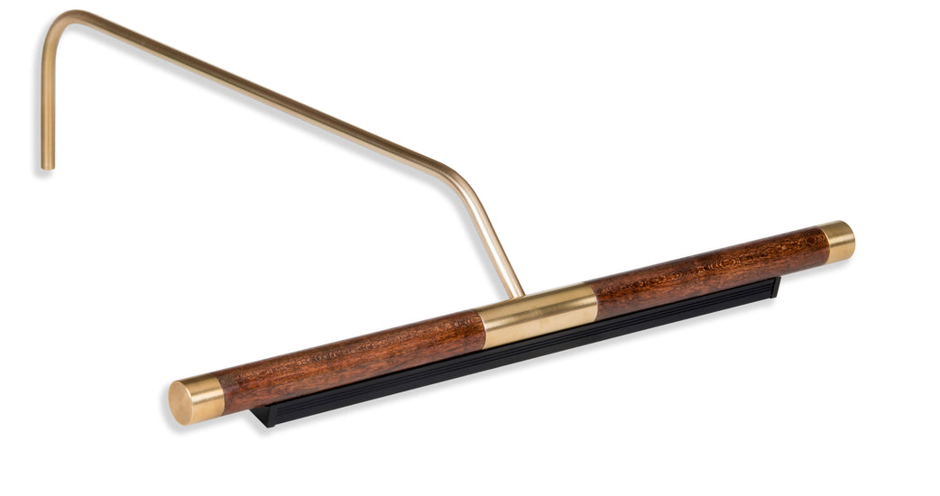 Solid mahogany Plug-in Classic Series Art Light with brass end caps, remote dimming, and virtually no heat transmittal for art up to 40 inches wide.